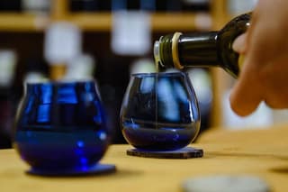 Tasting of extra virgin olive oil in the shop