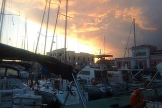 Magic dinner on a sailing boat at the port of Catania