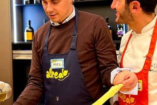 Cooking class on fresh pasta with wine tasting