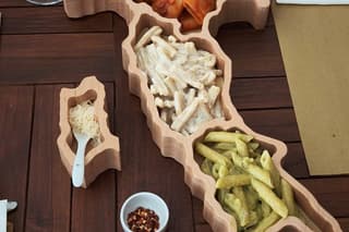 Lecce Italian Pasta Tasting on a Patented Italy Shaped Board