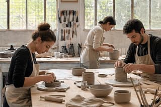 Coil Pottery Workshop in a Ceramic Atelier in Milan