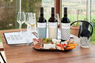 Tasting of 3 monovarietal wines with cutting board and hot bites