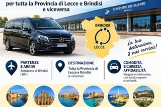 Taxi transfer Brindisi Airport to Lecce destinations up to 100km