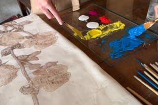 Print on Lake Como silk Art Class & Villa Melzi Gardens Visit