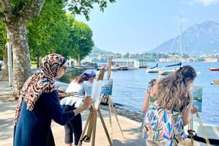 Plein Air painting on Lake Como, Varenna
