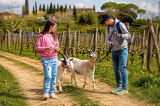 Walk with goats or donkeys in Tuscany